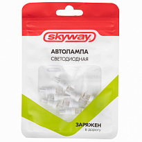 Автолампа диод T5(W1,2W) 12V 1 диод без цоколя 1-контактная Белая SKYWAY Панель min 10 шт